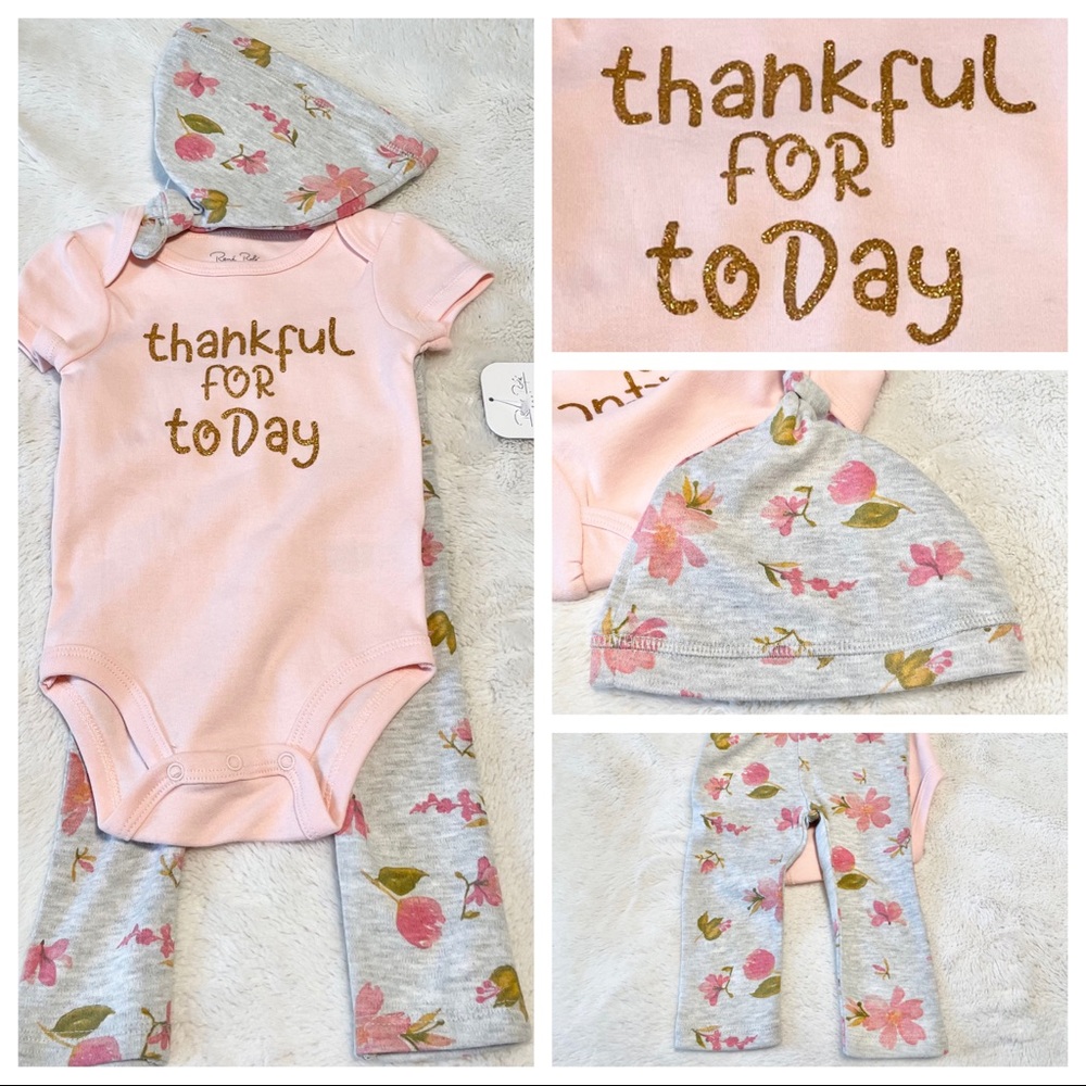 🆕3pc Bodysuit Set THANKFUL FOR TODAY